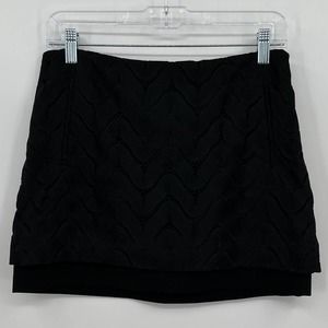 Diane von Furstenberg Elley Mini Skirt Wave Lace Lined Front Pocket Black Size 4